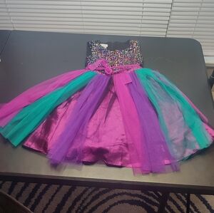 Iris & Ivy Multicolor Sequin Tulle Girls Party Dress - Pink, Purple